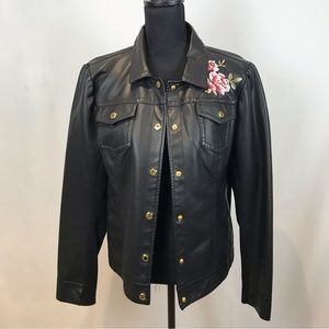 Marc New York Andrew Marc Faux Leather Embroidered Jacket